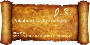 Jakabovits Krisztofer névjegykártya